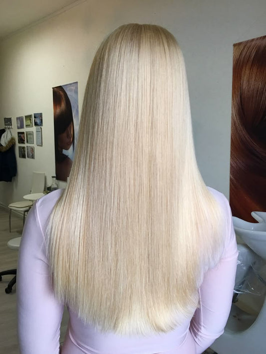 Extensions Tape-In Blonde Platine en Bandes Adhésives