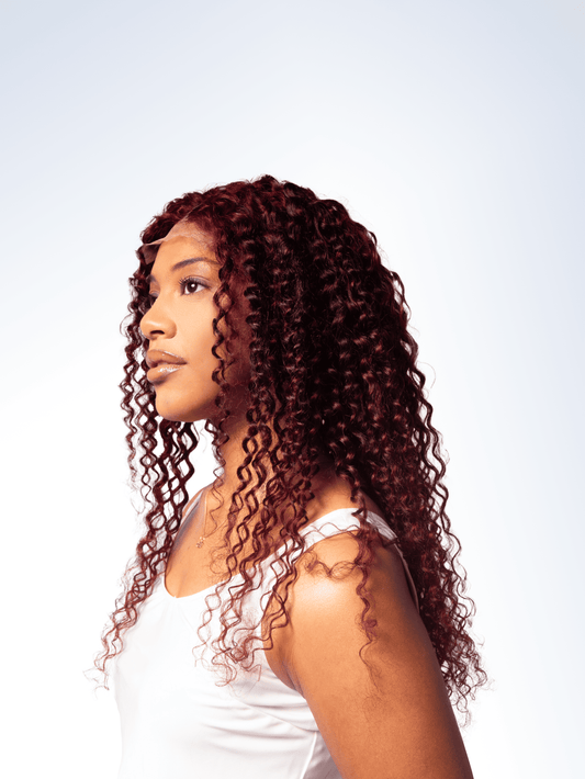 Perruque Brésilienne Closure Bouclée Rouge Bordeaux