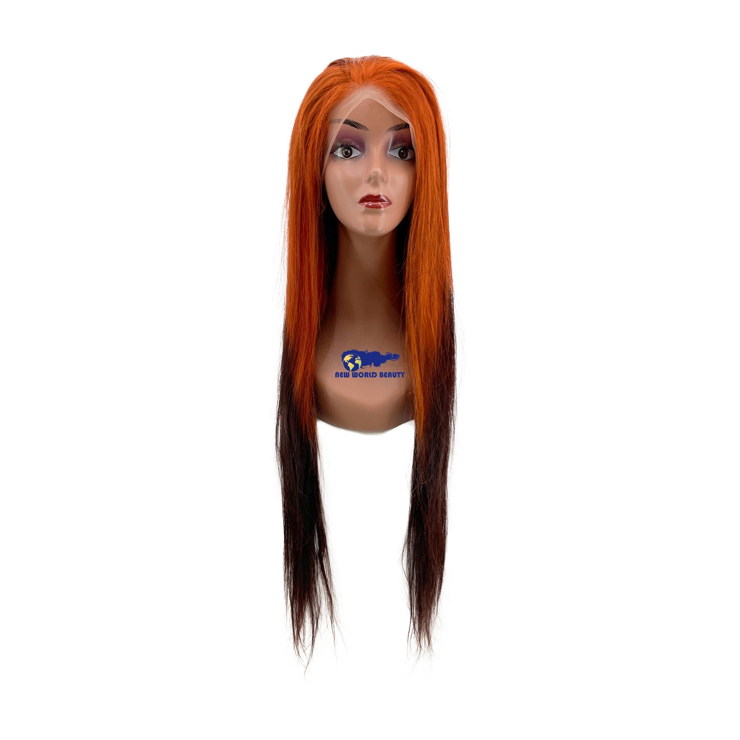 Perruque Brésilienne Frontale Orange Cuivré & Racine Noir Naturel