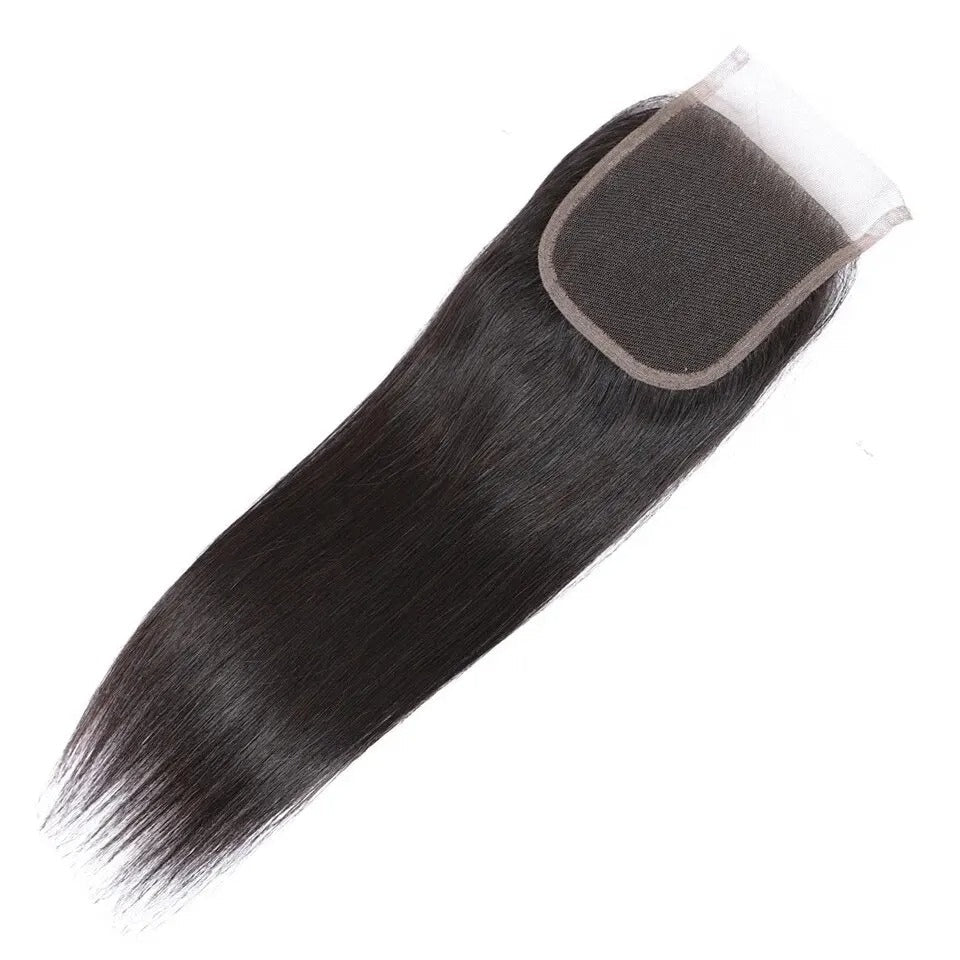 Closure en cheveux naturels pour une finition discrète et un effet cuir chevelu naturel. Parfaite pour tissages et perruques.