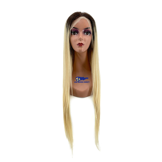 Perruque Brésilienne Ombre Brun Foncé & Blonde Platine