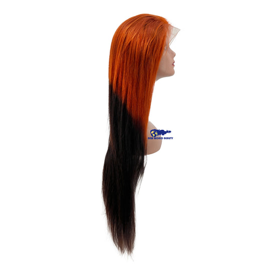 Perruque Brésilienne Orange Cuivré & Brun Naturel