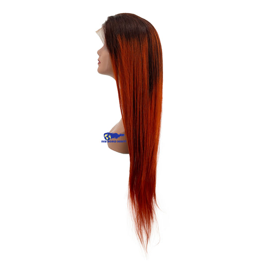 Perruque Brésilienne Ombre Brun Foncé & Orange Cuivré