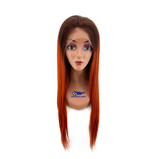 Perruque Brésilienne Ombre Brun Foncé & Orange Cuivré